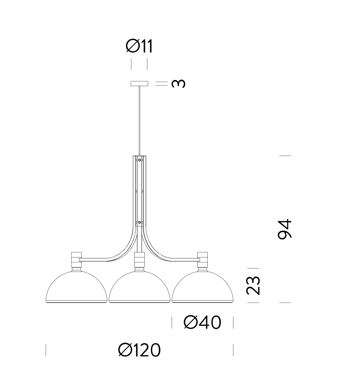 Albini AM/AS 3lt Pendant Light - Image 3